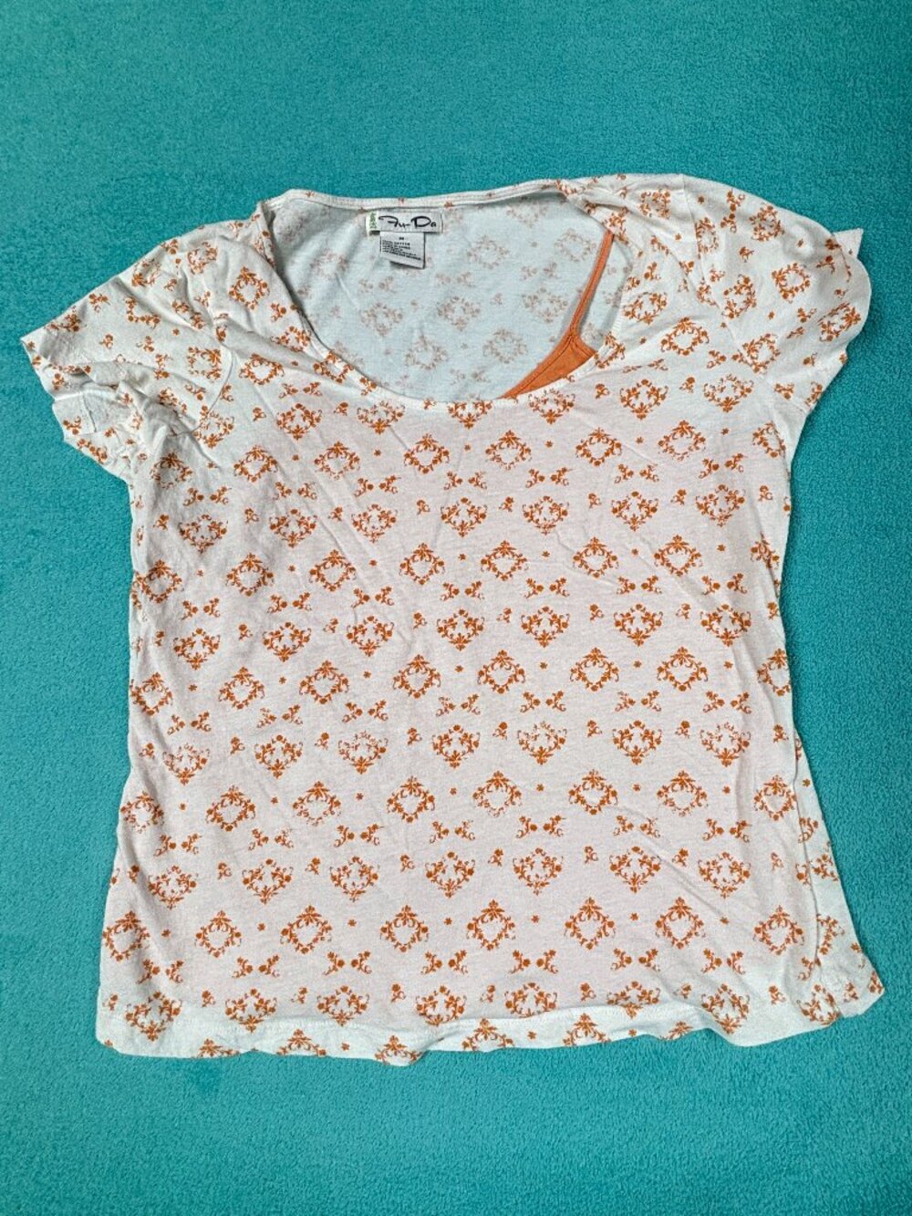 Fu-Do workout top, Women's M - decorative 1 layer tank inside (orange)